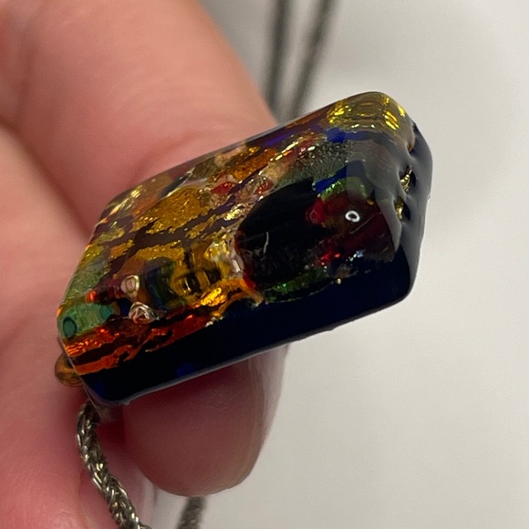 Murano Glass Pendant Necklace 925 Italy Sterling silver chain signed vintage - Picture 14 of 15